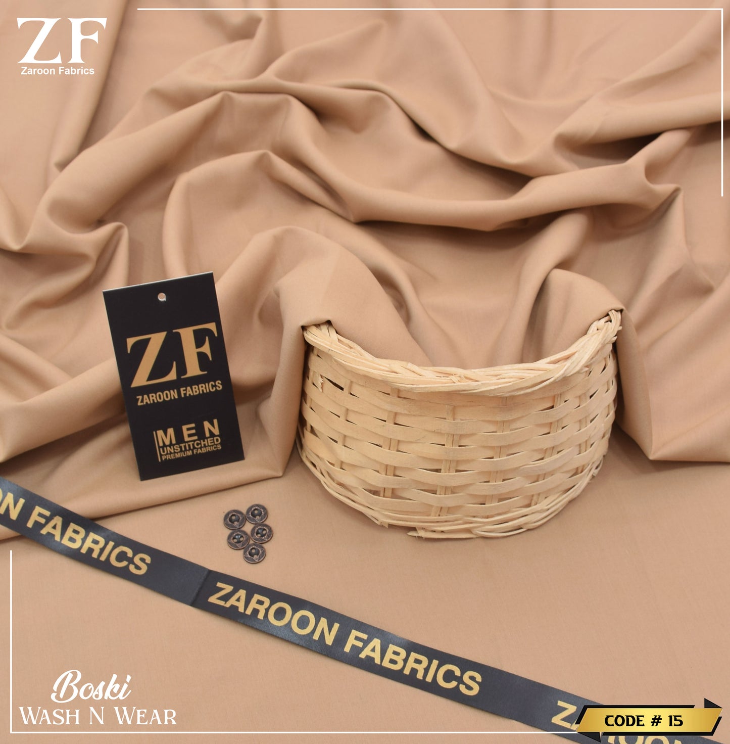 Peach Japani Boski Unstitched Fabric for Men