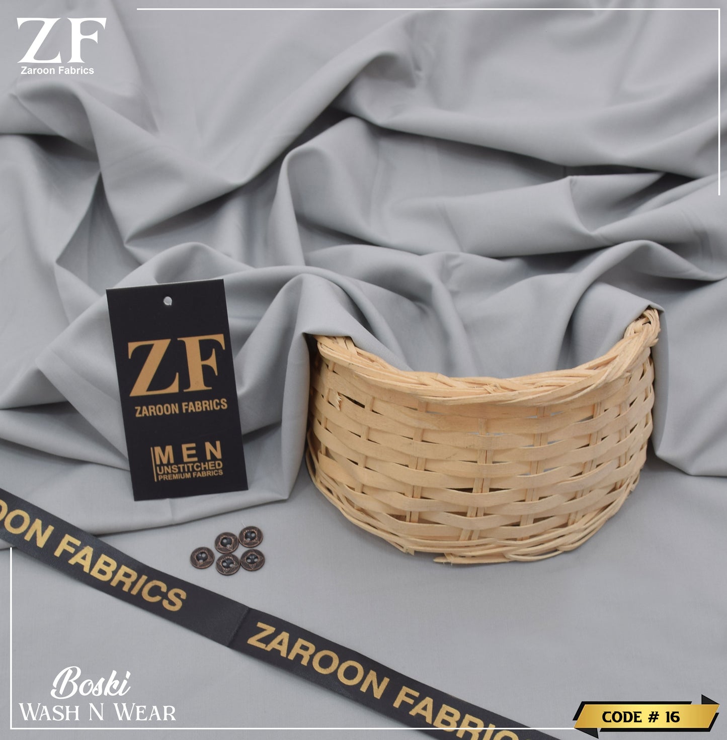 Grey Japani Boski Unstitched Fabric for Men