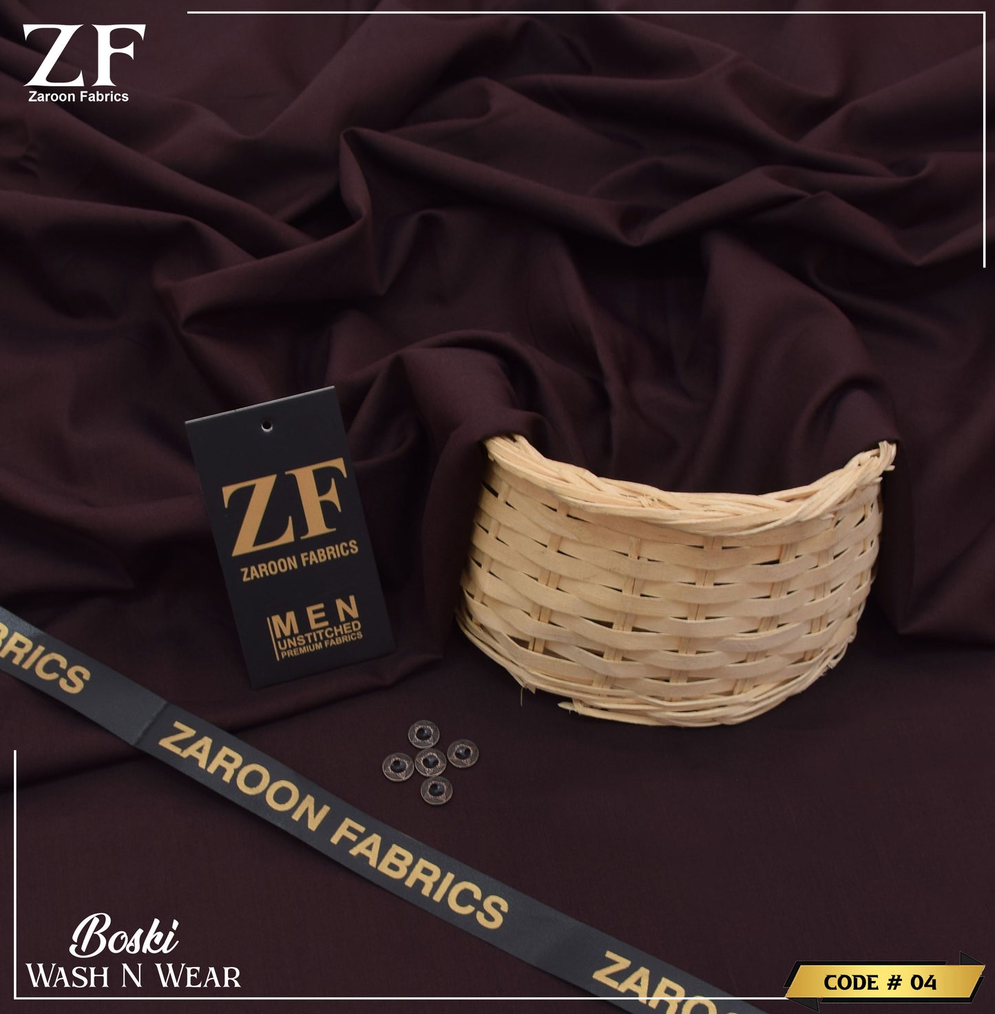 Maroon Japani Boski Unstitched Fabric for Men