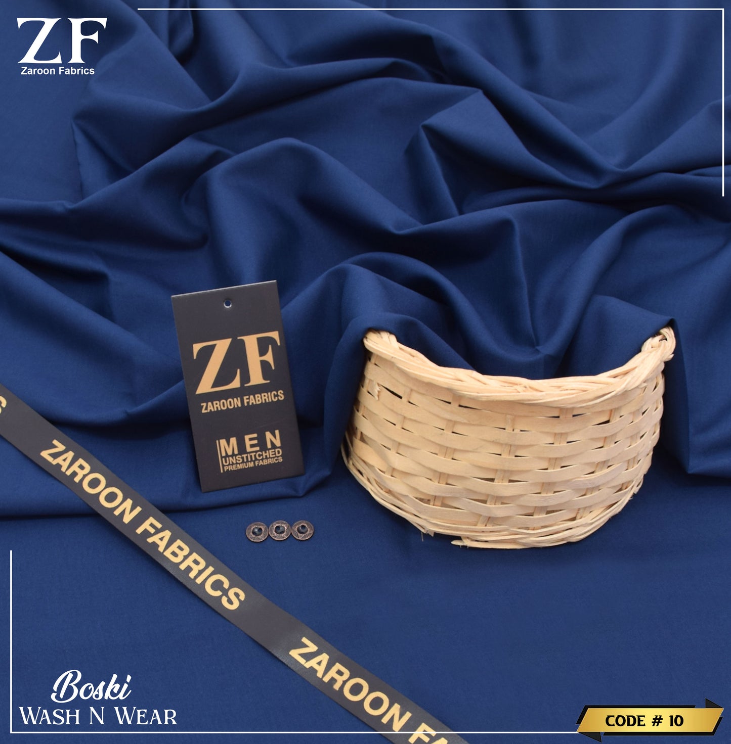 Royal Blue Japani Boski Unstitched Fabric for Men