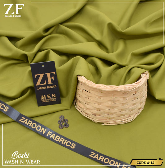 Lime Green Japani Boski Unstitched Fabric for Men