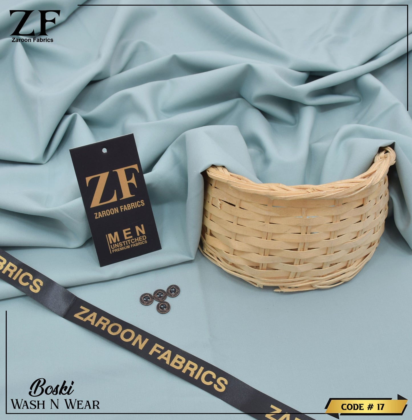 Turquois Japani Boski Unstitched Fabric for Men