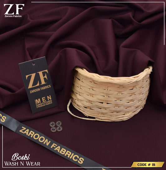 Maroon Japani Boski Unstitched Fabric for Men