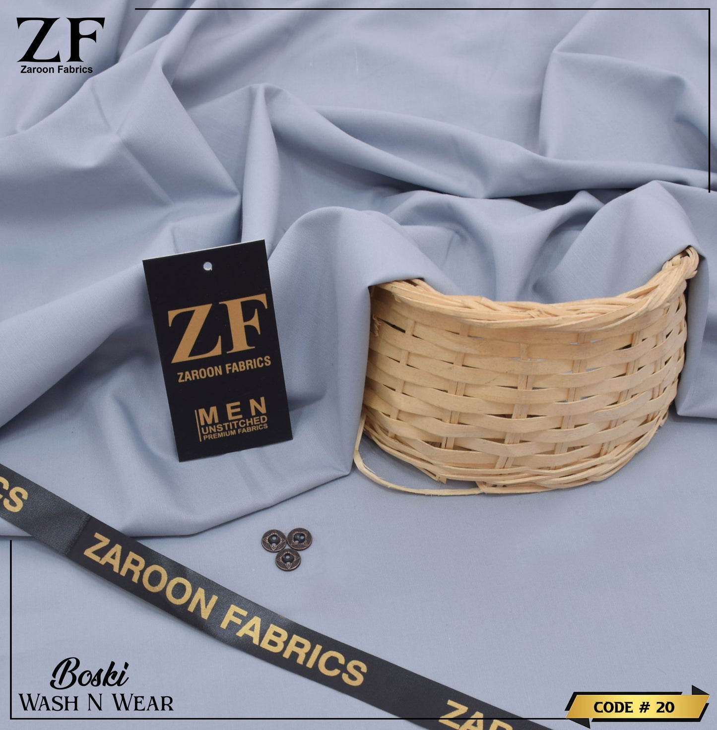 Blueish Grey Japani Boski Unstitched Fabric for Men