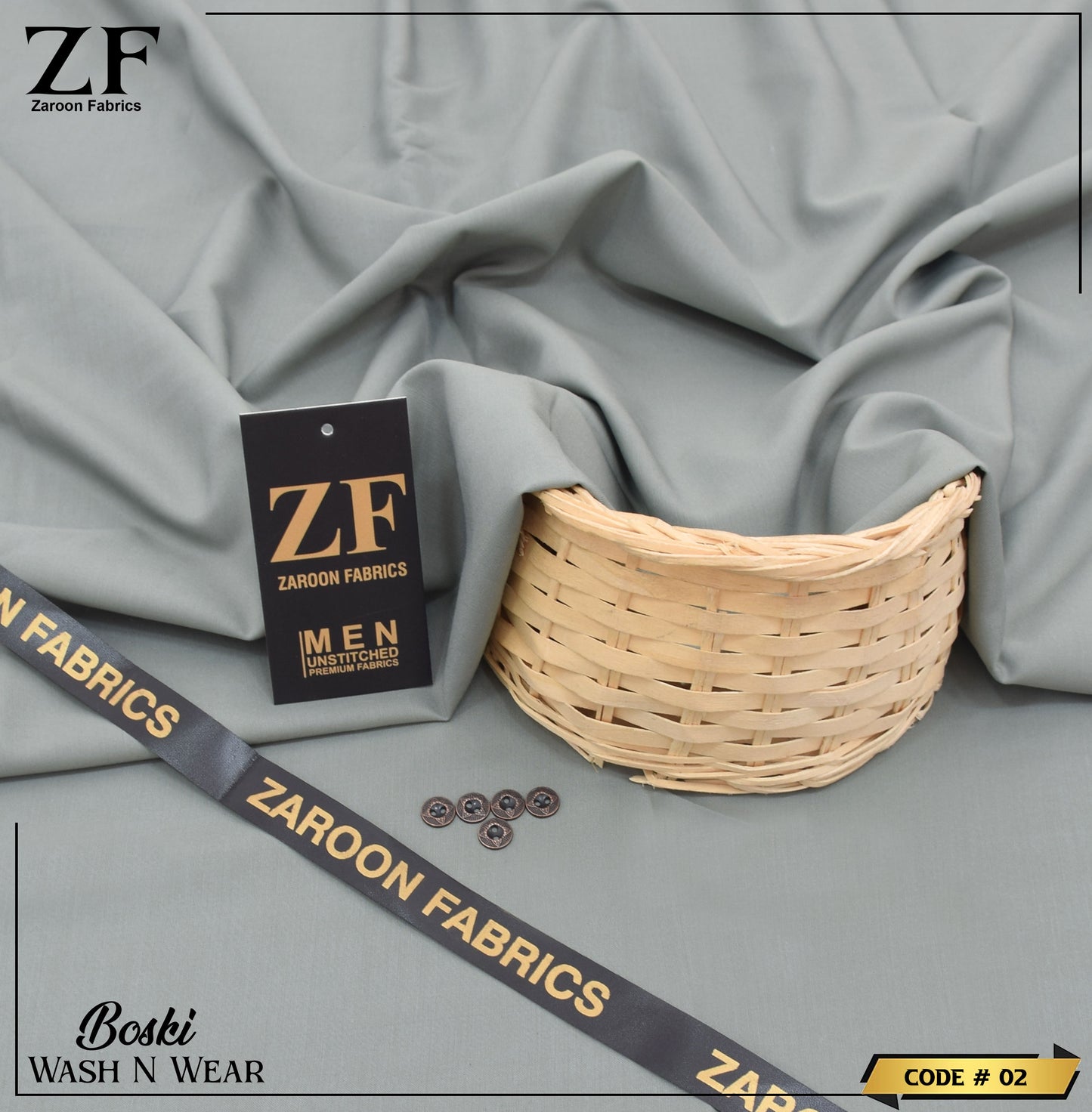 Silver-Grey Japani Boski Unstitched Fabric for Men