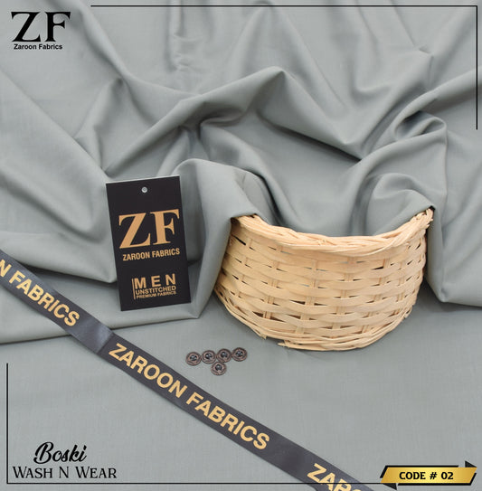 Silver-Grey Japani Boski Unstitched Fabric for Men