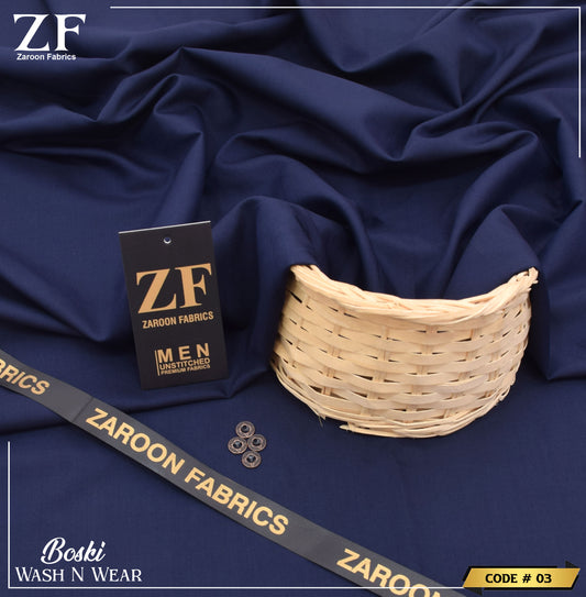 Navy Blue Japani Boski Unstitched Fabric for Men