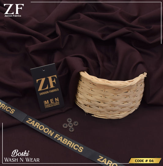 Maroon Japani Boski Unstitched Fabric for Men