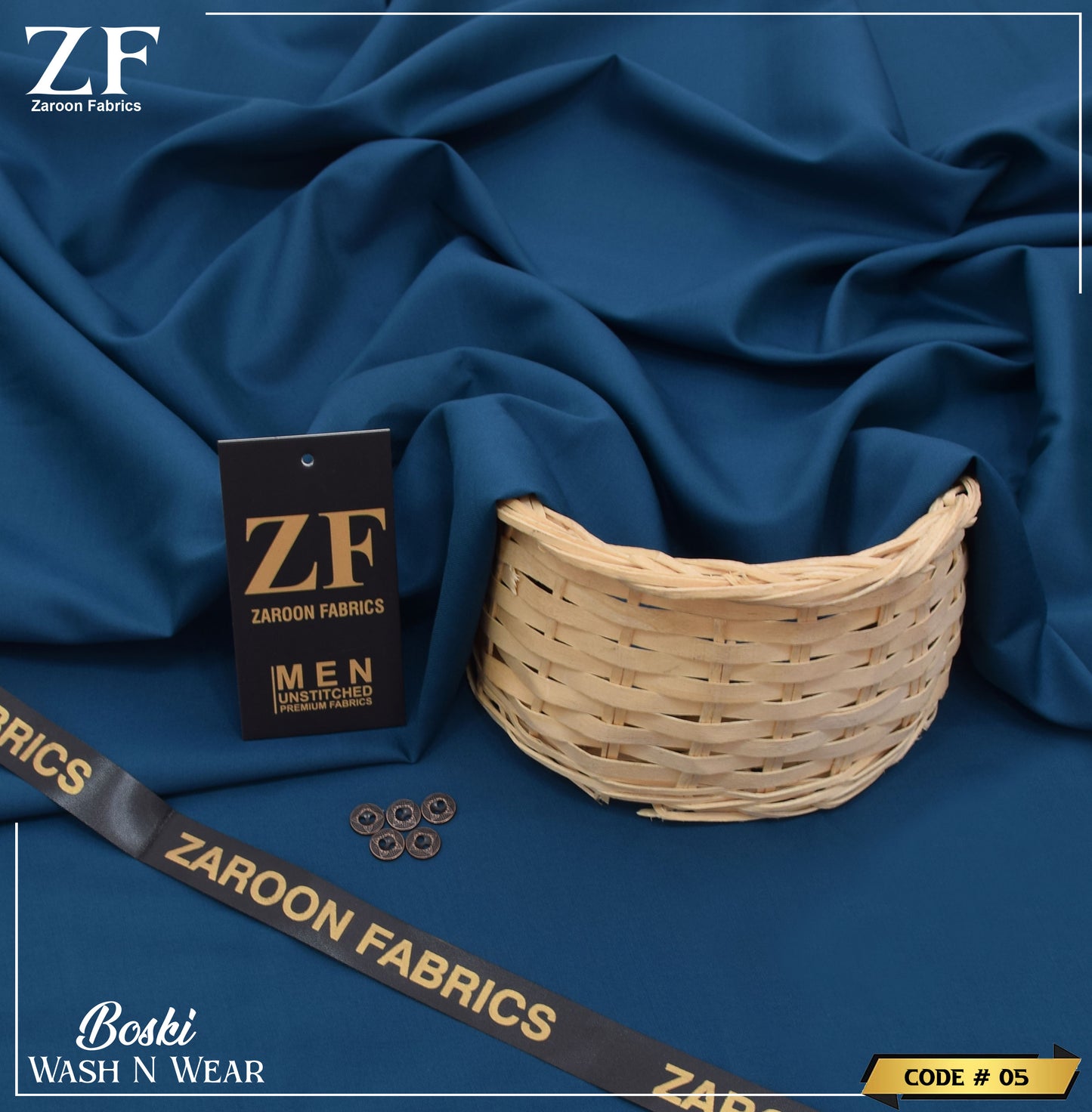 Sharp Blue Japani Boski Unstitched Fabric for Men