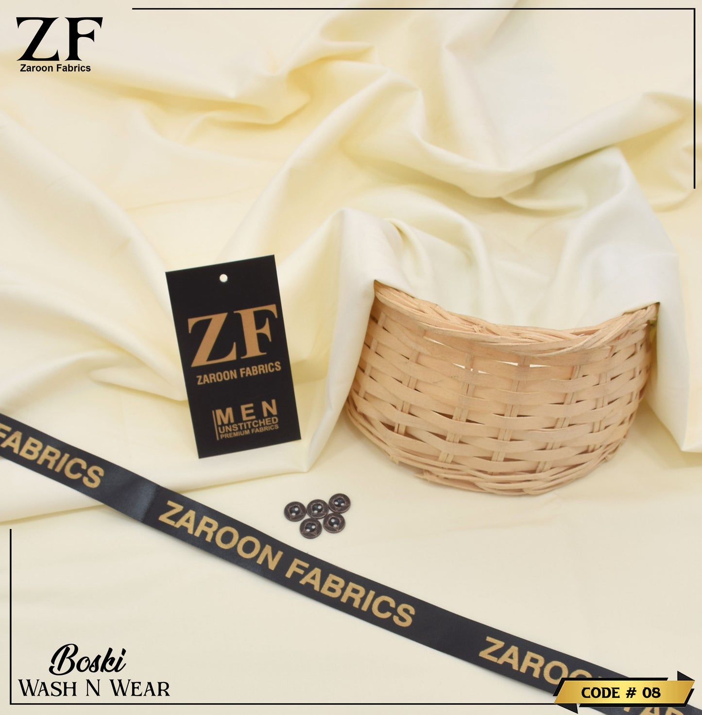 Off-White Japani Boski Unstitched Fabric for Men